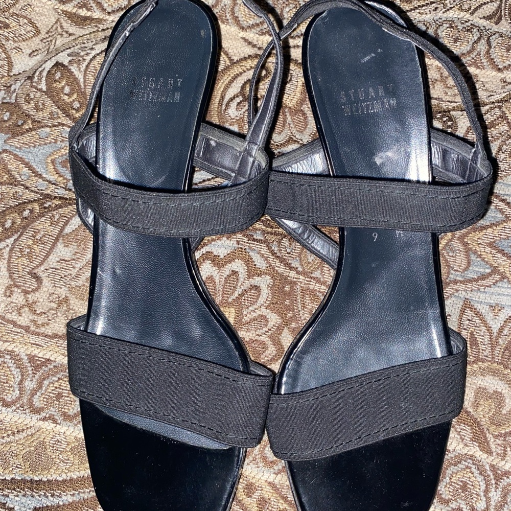 Stuart Weitzman Black Strappy Flat Sandals